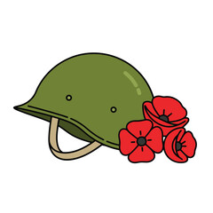 Remembering fallen heroes with poignant poppies adorning a military helmet, a powerful symbol of remembrance and honoring veterans