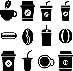 coffee cup icons set