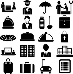 hotel icons set