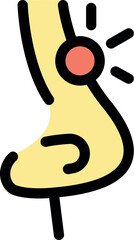 Ankle pain warning sign, body injury symbol showing leg with red spot, ideal for healthcare and medical related designs