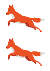 Red fox on a white background. Vector illustration in flat style.