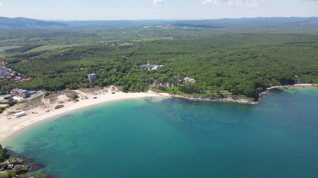 Aerial view of Black Sea Coast near Atliman Beach and Kiten, Burgas Region, Bulgaria 