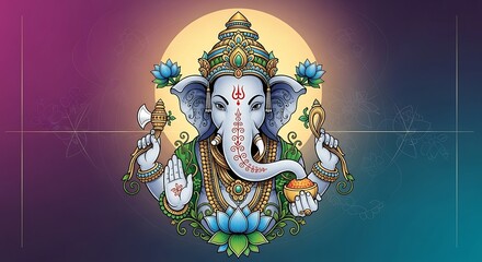 Ganesha, hindu deity illustration