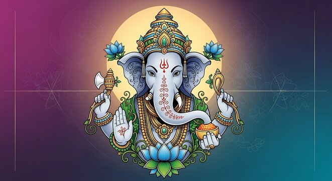 Ganesha, hindu deity illustration