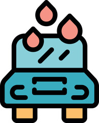 Car wash service, drops falling on car roof, auto cleaning and washing symbol, vehicle maintenance