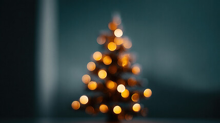 Blurred festive tree lights create a warm and inviting atmosphere, perfect for holiday season celebrations. The background is a solid blue-green.
