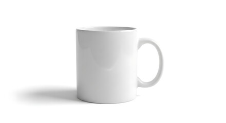 Obraz premium “Simple white ceramic coffee mug isolated on soft light background, clean minimal product shot.