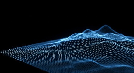 Glowing 3D Data Terrain Made of Pixel Points