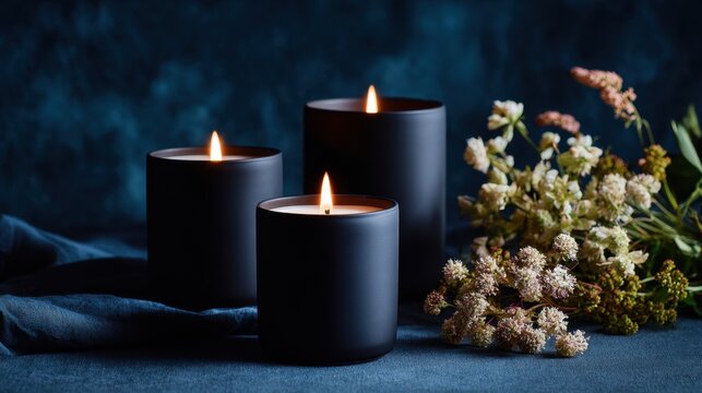 Night candles with flowers