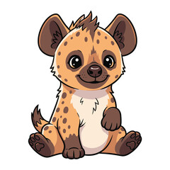 Adorable hyena cartoon character with big eyes, perfect for children's books, educational materials, and cute animal designs, originally vector
