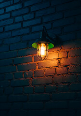 
Warm Wall Light on Dark Brick Texture
