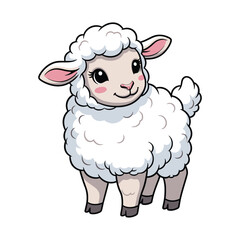 Adorable cartoon sheep with fluffy wool and endearing eyes, perfect for children's books, Easter designs, or playful springtime illustrations