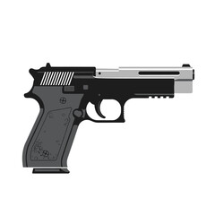Sleek modern pistol illustration perfect for game design, crime thriller art, or adding a touch of danger to your project. Vector weapon design