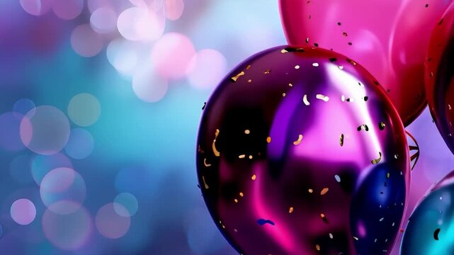 Bright balloons with glitter and a festive atmosphere will emphasise the joy, serving as an atmospheric backdrop for invitations to celebrations.
