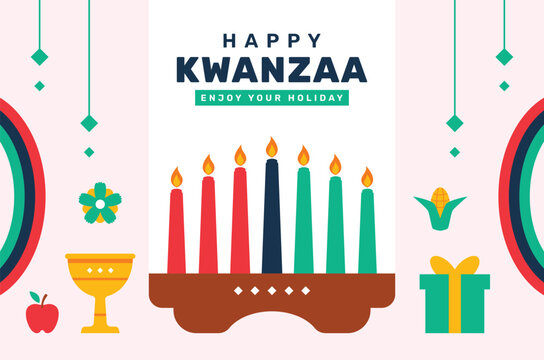 Kwanzaa event background flat hand drawn design