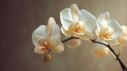 Fototapeta premium Elegant white orchids in soft light for floral decor and design