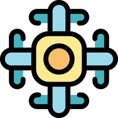 Small drone delivering package flying through air with rotating blades, innovative technology for quick and efficient deliveries