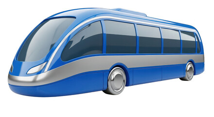 Blue and silver bus with a silver roof. isolated illustration on  transparent background PNG