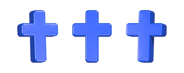 Fototapeta premium 3d rendering icon church cross in blue color