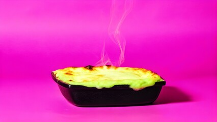 Ultra-detailed 8K close-up of creamy mac and cheese in a rustic bowl, molten cheddar pull, gentle steam, warm ambient studio glow.
