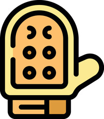 Yellow kitchen glove protecting hand from heat while baking and cooking, safety equipment for handling hot items