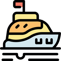 Modern yacht sailing on calm water, representing luxury, travel, and leisure