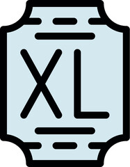 Xl size clothing label icon representing extra large garment, often found on shirts, pants, and other apparel
