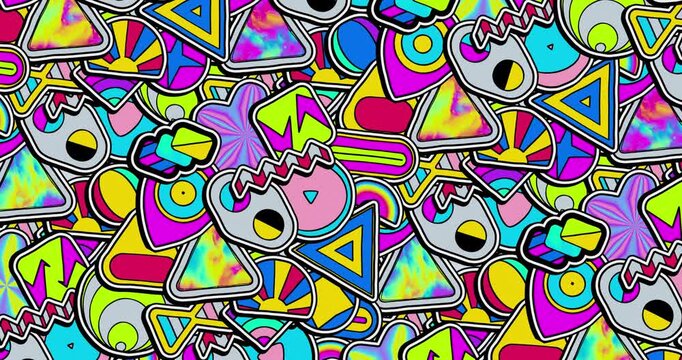 Bright chaos geometry motion design featuring unpredictable geometric elements in animated chaos, delivering an intense, visually stimulating experience for abstract art.