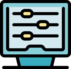 Computer monitor displaying adjustable control sliders
