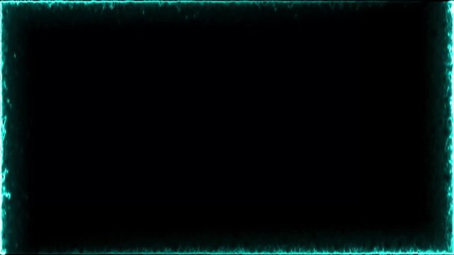 Neon fire rectangle glowing loop animation, neon frame on a black background.