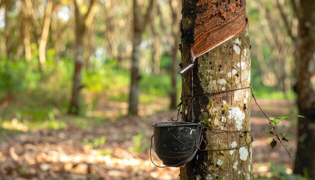 Rubber Tree Tapping - Harvesting Latex in a Lush Forest.