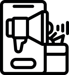 Marketing campaign sending advertisement to digital wallet on smartphone using megaphone