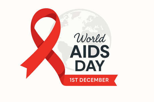 World aids day awareness with red ribbon and globe isolated on