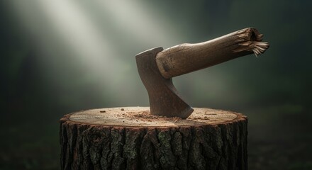 axe piercing wood