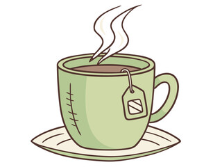 Obraz premium Tea and breakfast, tea in a beautiful mug, morning atmosphere, relaxation, time to relax, delicious chai, masala chai, Paris morning, Europe morning