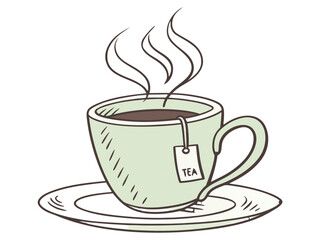 Obraz premium Tea and breakfast, tea in a beautiful mug, morning atmosphere, relaxation, time to relax, delicious chai, masala chai, Paris morning, Europe morning