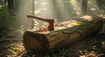 axe piercing wood