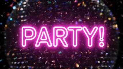 Party time flashing lights! Looping celebration sign with glittery multicolored bursts - Powered by Adobe