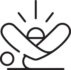 Person holding head experiencing headache or migraine pain symptom icon illustration vector outline drawing representing stress sickness discomfort.