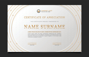 Elegant certificate of appreciation template golden design with decorative elements vector illustrat