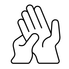 Two hands thin line icon, family therapy concept. Vector graphics. Hands of adult and child palm, care sign on white background, style icon mobile or web design.