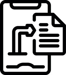 Data is being transferred from smartphone to document, symbolizing mobile document management and file sharing