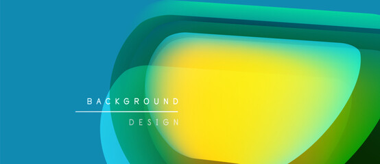 Abstract vibrant background. Smooth color gradients blend blue, green, yellow. Modern design elements create dynamic visual effect.
