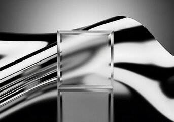 Abstract frosted glass morphism in 3d render