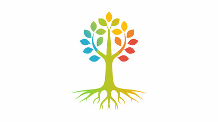 Obraz premium Vibrant tree icon representing growth, nature, and life, perfect for eco-friendly brands, wellness initiatives, and sustainable business ventures