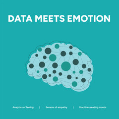 Data meets emotion in brain illustration on a teal background