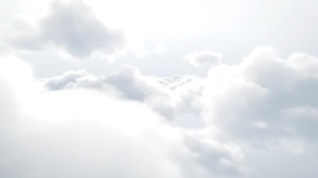 Aerial view looking into billowing, soft, textured white clouds