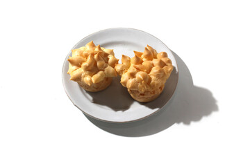 Vanilla Soes Cakes, Sus Vla , served in white plate, good for recipe or commercial
