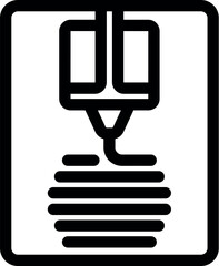 Icon of a 3d printer extruding filament to create a round object, representing additive manufacturing technology