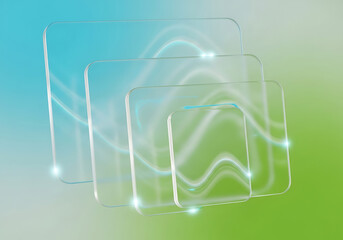 Abstract frosted glass morphism with glowing lines